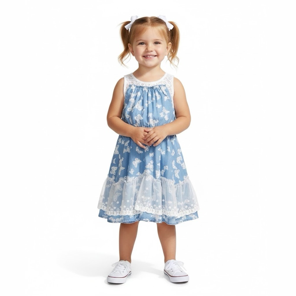 Epic Threads Blue and White Lace Butterfly Dress